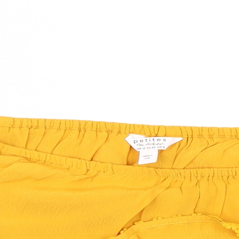 Preworn Womens Yellow   Cropped Blouse Size 12