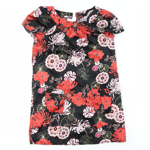 Debenhams Girls Black Floral  Basic Blouse Size 7 Years