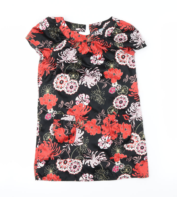 Debenhams Girls Black Floral  Basic Blouse Size 7 Years