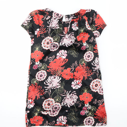 Debenhams Girls Black Floral  Basic Blouse Size 7 Years
