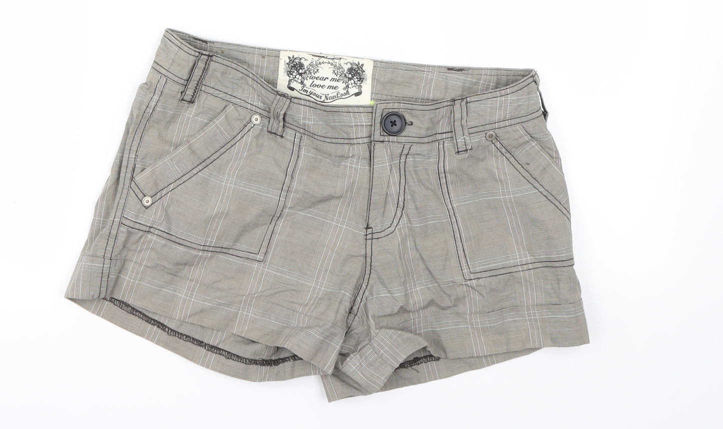 New Look Womens Grey Houndstooth  Cargo Shorts Size 8