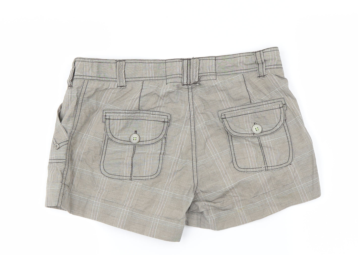 New Look Womens Grey Houndstooth  Cargo Shorts Size 8