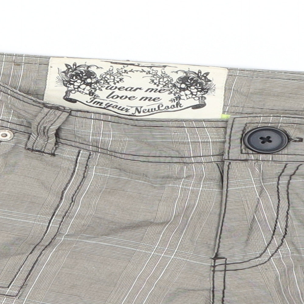 New Look Womens Grey Houndstooth  Cargo Shorts Size 8
