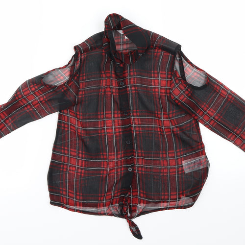 Miss Evie  Girls Black Check  Basic Button-Up Size 9 Years