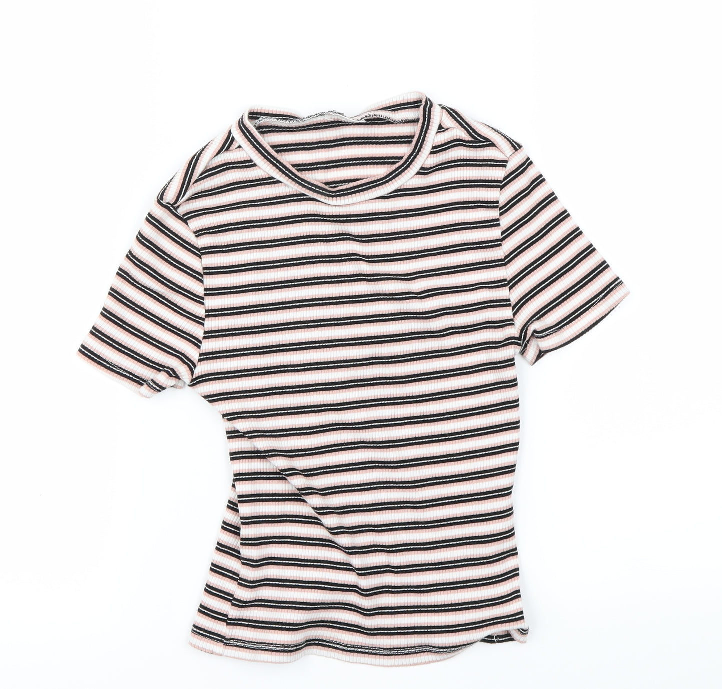 Preworn Womens Pink Striped  Cropped T-Shirt Size S