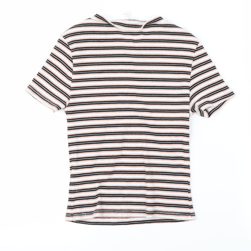 Preworn Womens Pink Striped  Cropped T-Shirt Size S