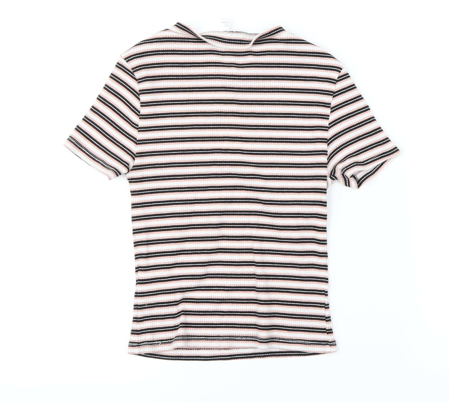 Preworn Womens Pink Striped  Cropped T-Shirt Size S