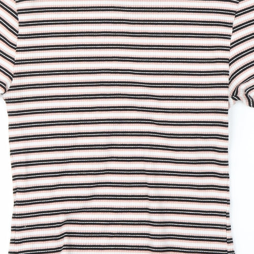 Preworn Womens Pink Striped  Cropped T-Shirt Size S