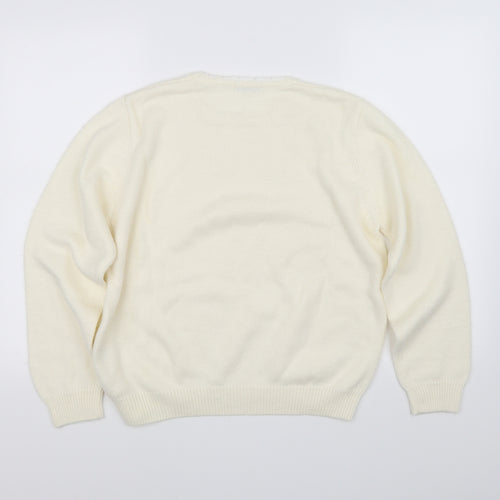 Berkertex Womens White Floral  Pullover Jumper Size 16