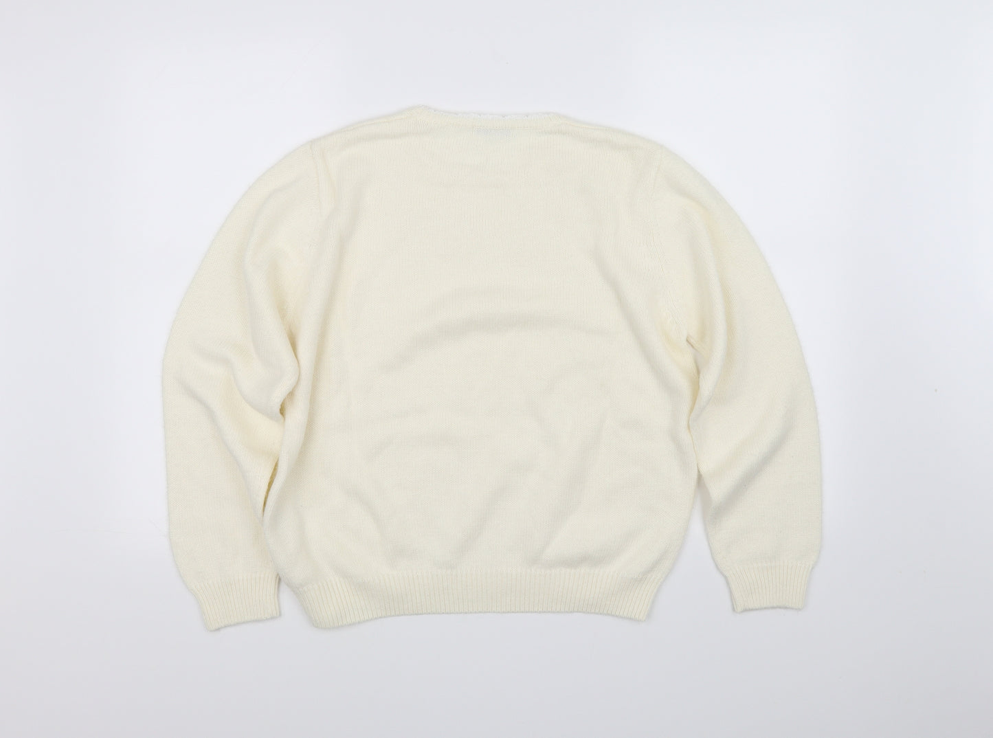 Berkertex Womens White Floral  Pullover Jumper Size 16