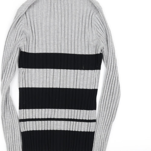 Sky Designs Womens Grey Striped  Cardigan Jumper Size 2