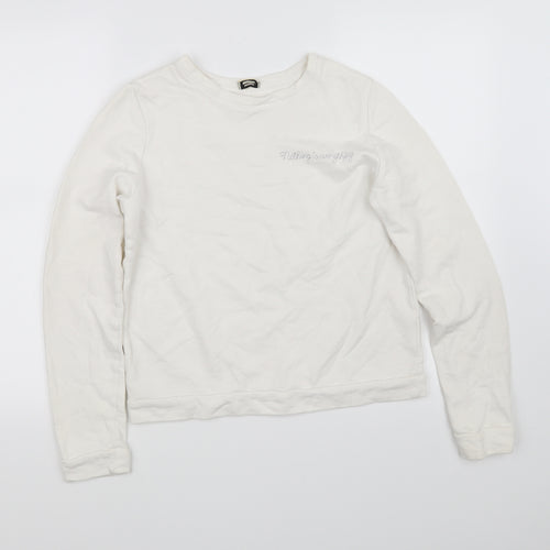 pimkle Womens White   Pullover Sweatshirt Size M