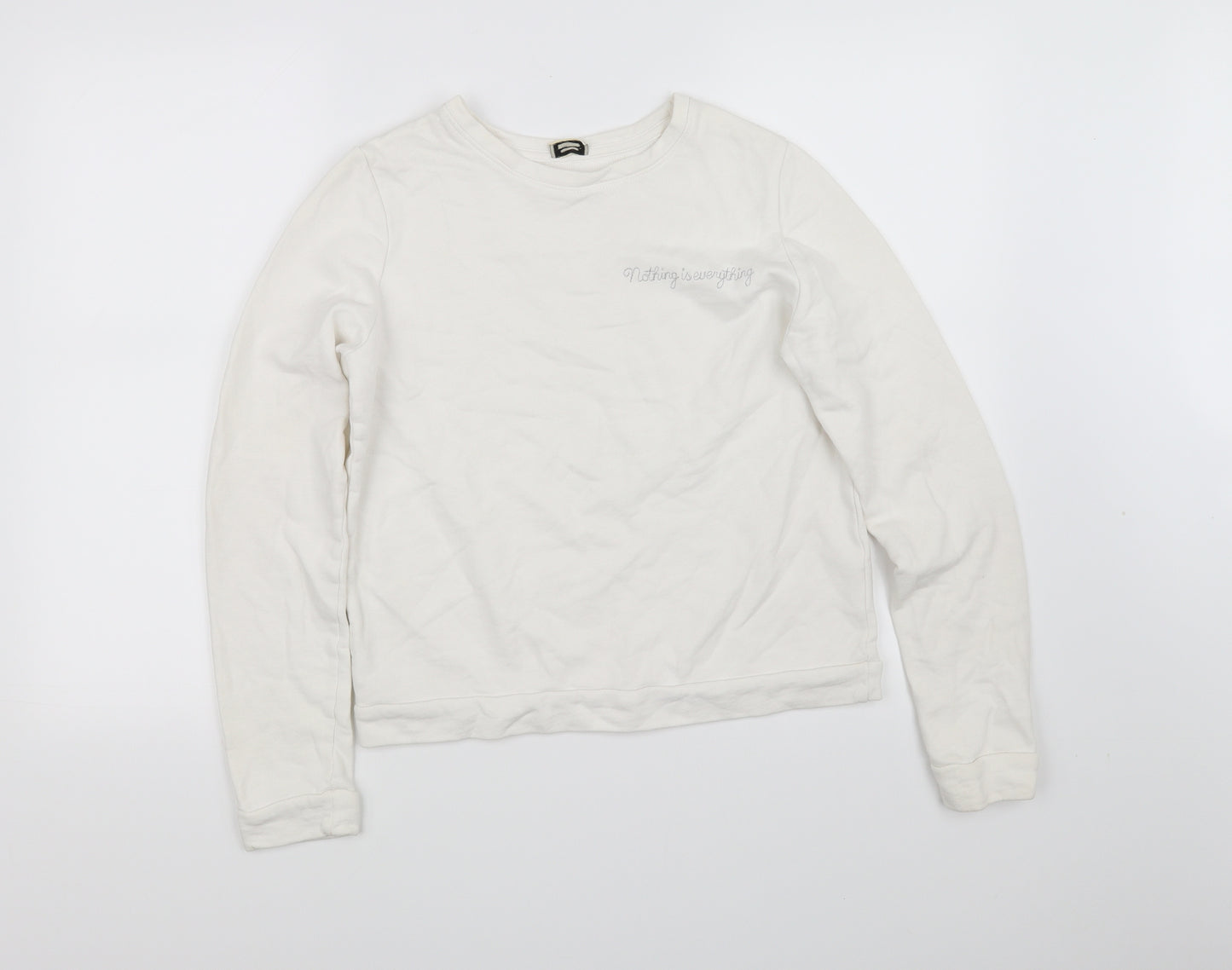 pimkle Womens White   Pullover Sweatshirt Size M