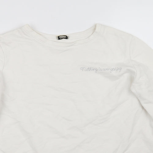 pimkle Womens White   Pullover Sweatshirt Size M