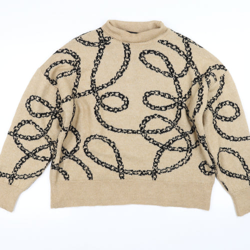 F&F Womens Beige Geometric  Pullover Jumper Size 14