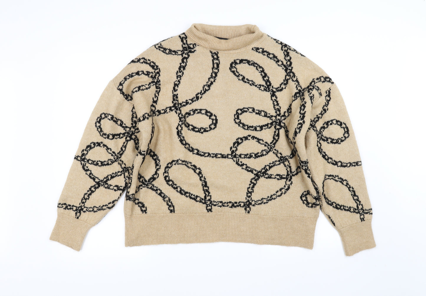 F&F Womens Beige Geometric  Pullover Jumper Size 14