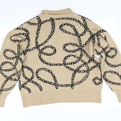 F&F Womens Beige Geometric  Pullover Jumper Size 14