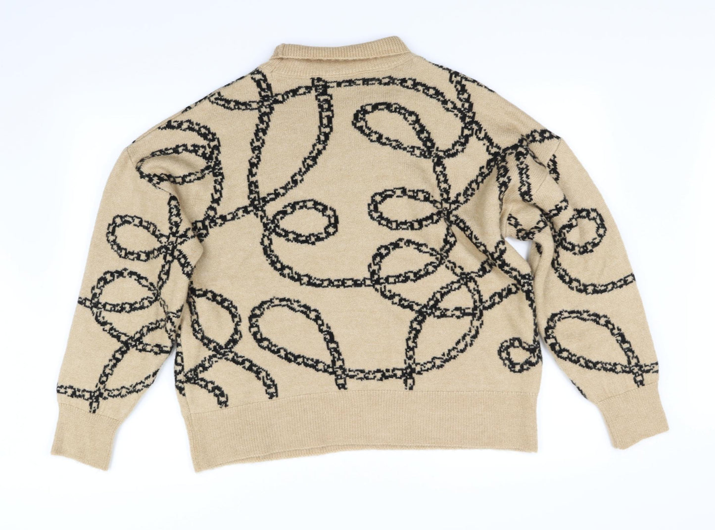 F&F Womens Beige Geometric  Pullover Jumper Size 14