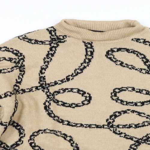 F&F Womens Beige Geometric  Pullover Jumper Size 14