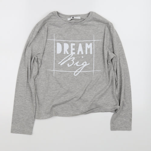 Very Girls Grey   Basic T-Shirt Size 12 Years