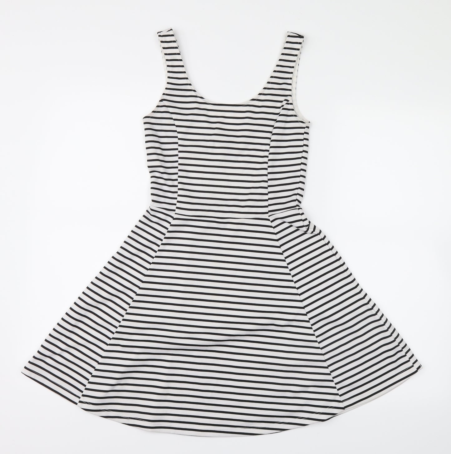Preworn Womens Black Striped  Shirt Dress  Size 8