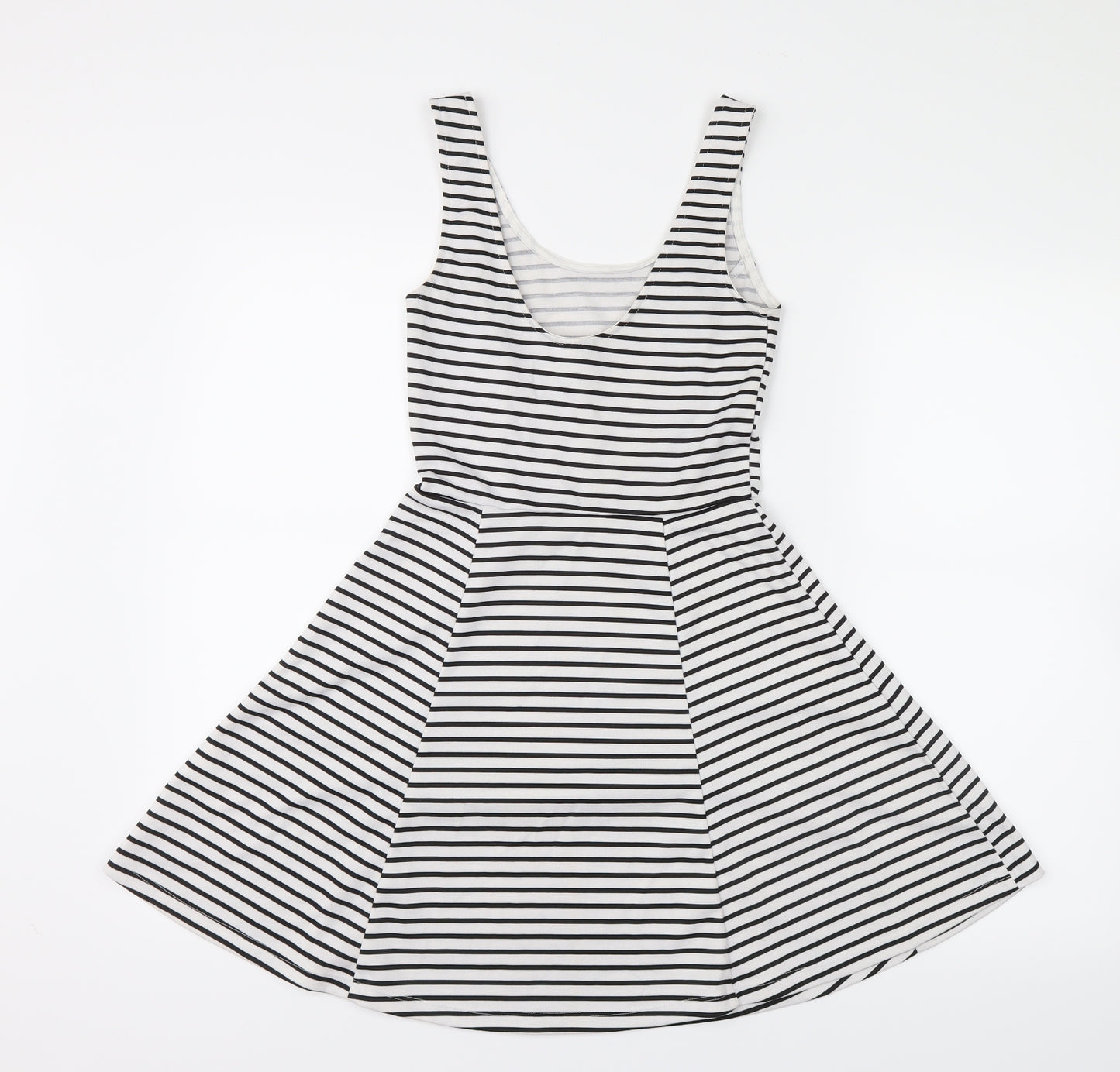 Preworn Womens Black Striped  Shirt Dress  Size 8