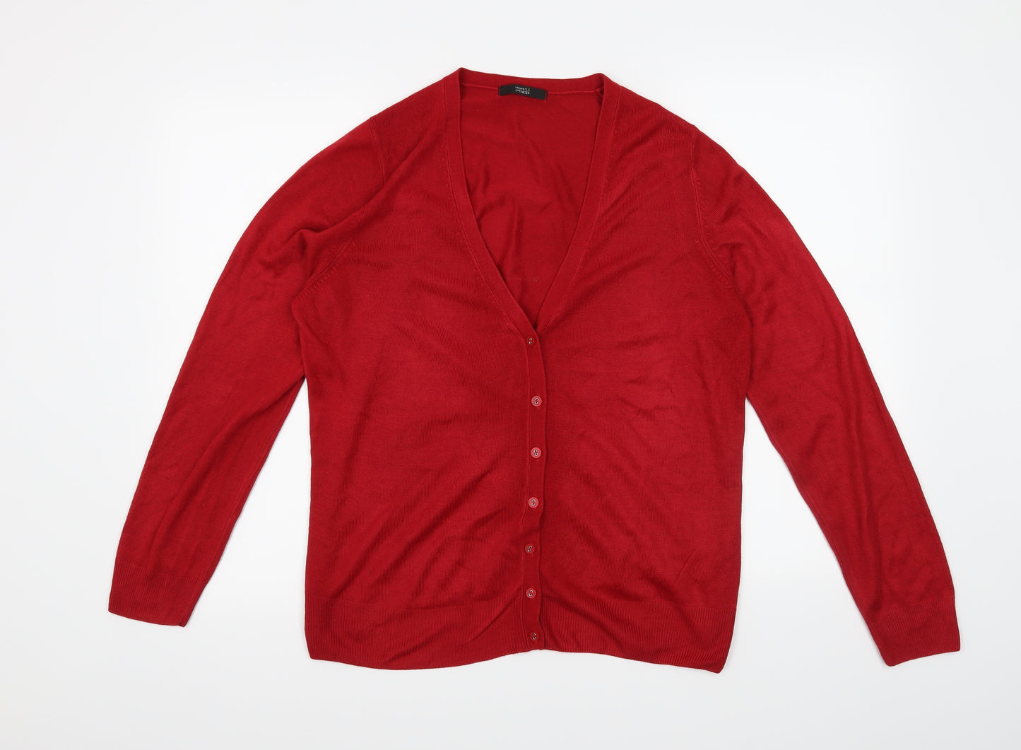 Marks and Spencer Womens Red   Cardigan Jumper Size 16