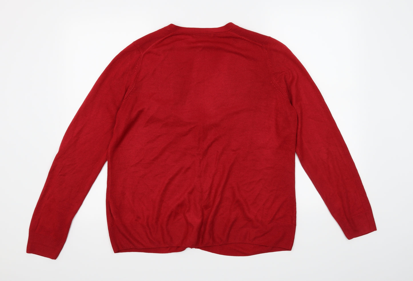 Marks and Spencer Womens Red   Cardigan Jumper Size 16