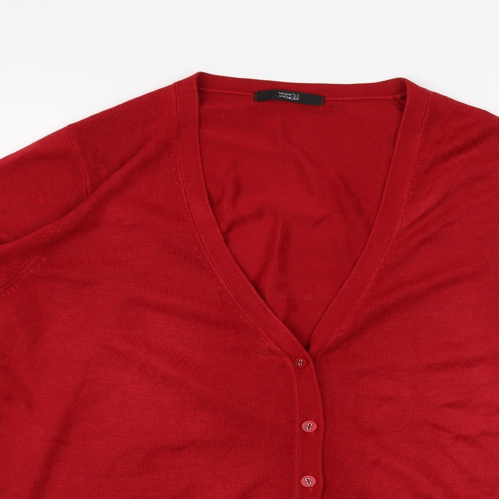 Marks and Spencer Womens Red   Cardigan Jumper Size 16