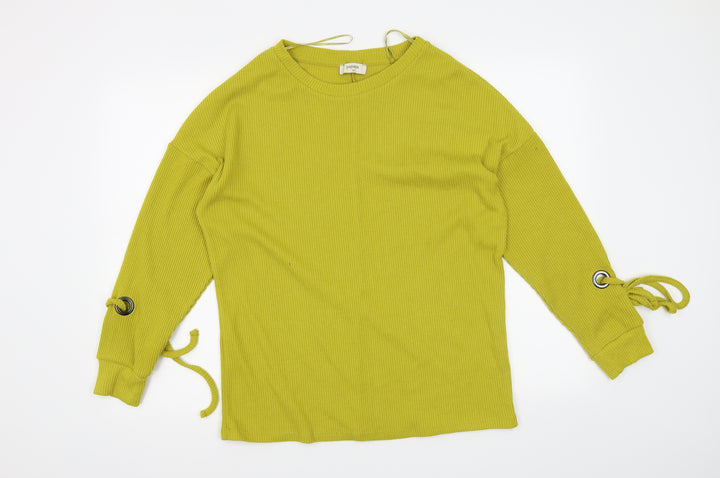 Papaya Womens Yellow Pullover Sweatshirt Size 12