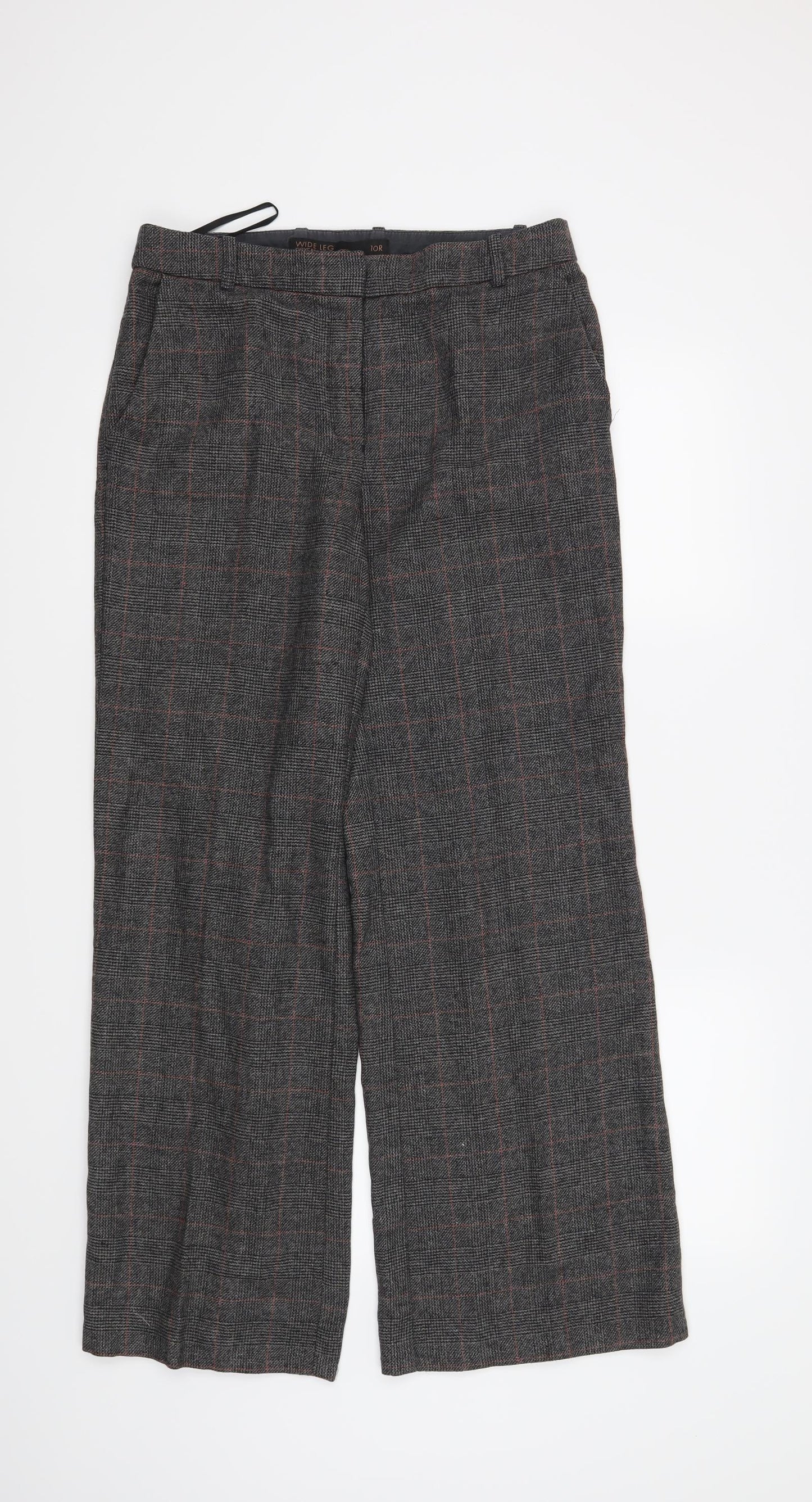 NEXT Womens Grey Check  Trousers  Size 10 L30 in