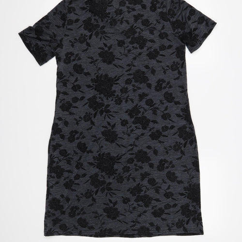 Warehouse Womens Blue Floral  T-Shirt Dress  Size 10