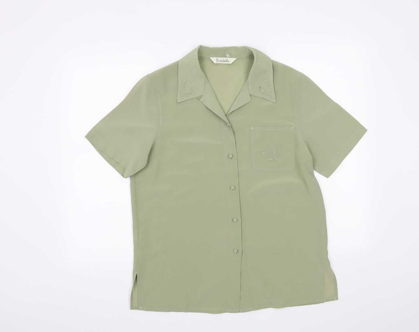Isabelle Womens Green Floral  Basic Blouse Size 10