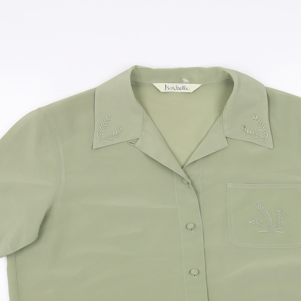 Isabelle Womens Green Floral  Basic Blouse Size 10