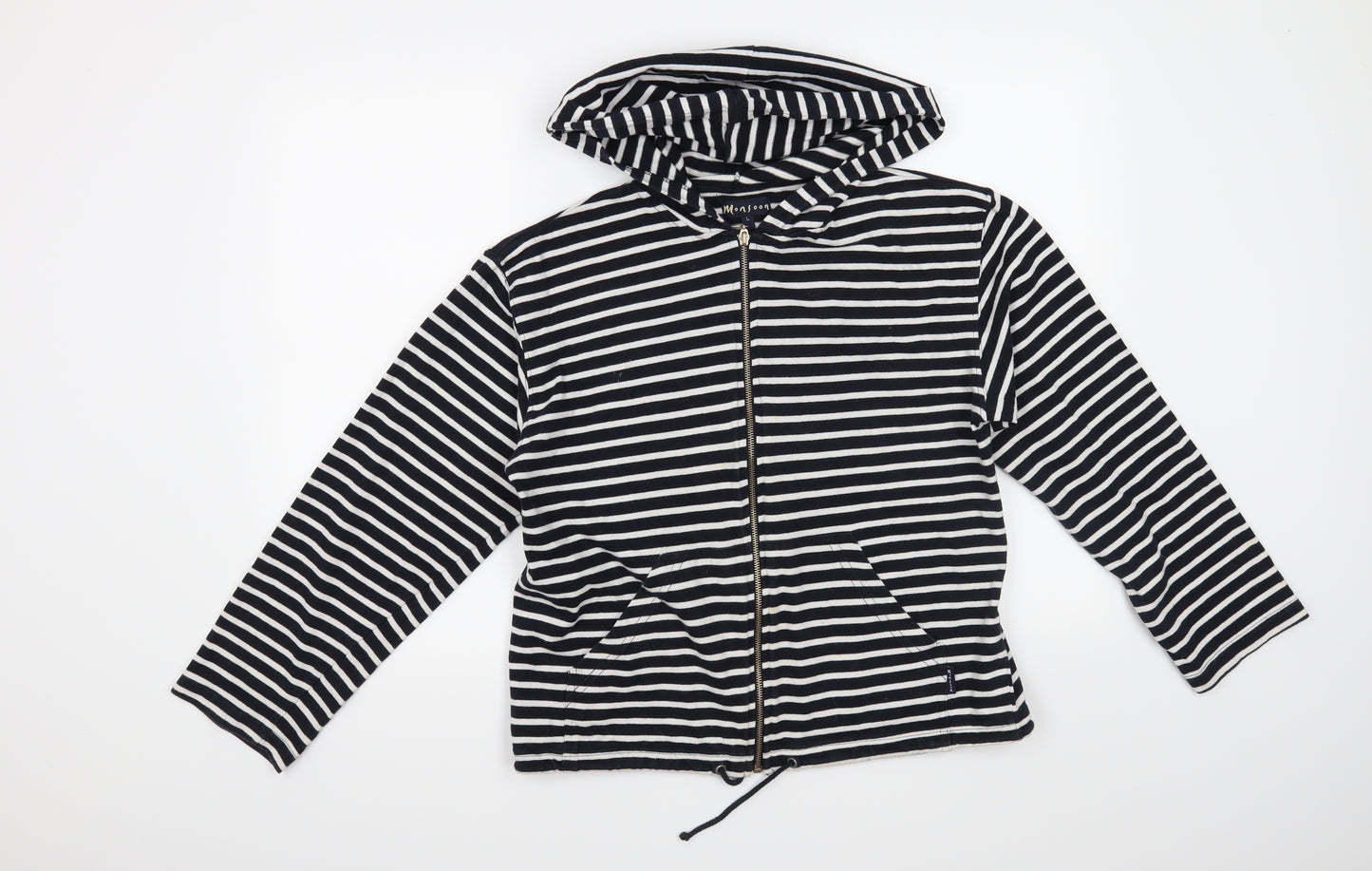 Monsoon Womens Blue Striped  Full Zip Hoodie Size L