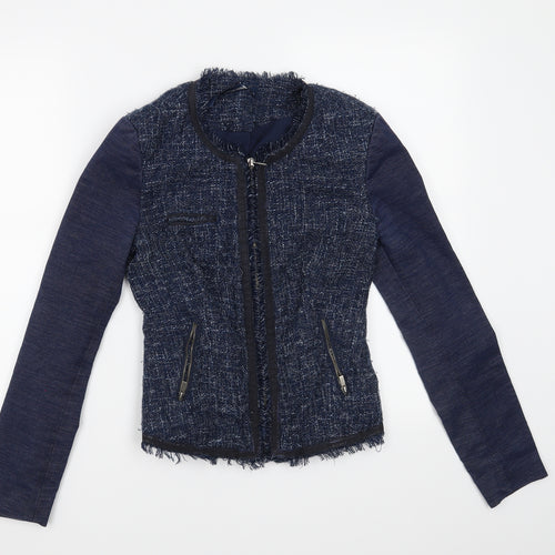 Stradivarius Womens Blue Geometric  Jacket Blazer Size S