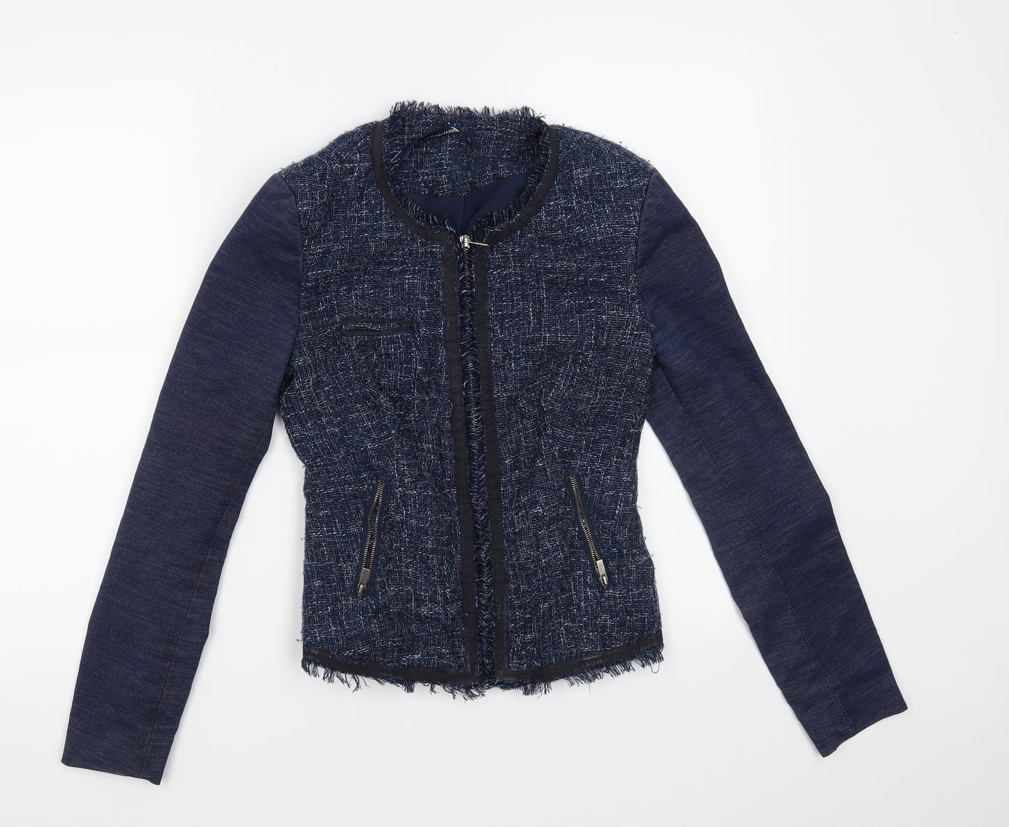 Stradivarius Womens Blue Geometric  Jacket Blazer Size S