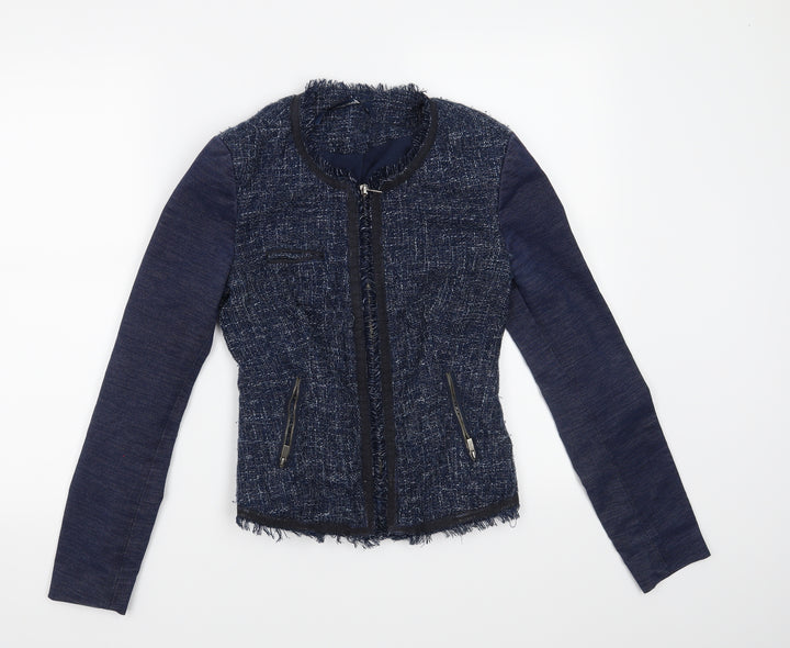 Stradivarius Womens Blue Geometric  Jacket Blazer Size S