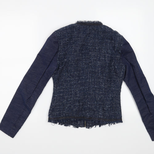 Stradivarius Womens Blue Geometric  Jacket Blazer Size S