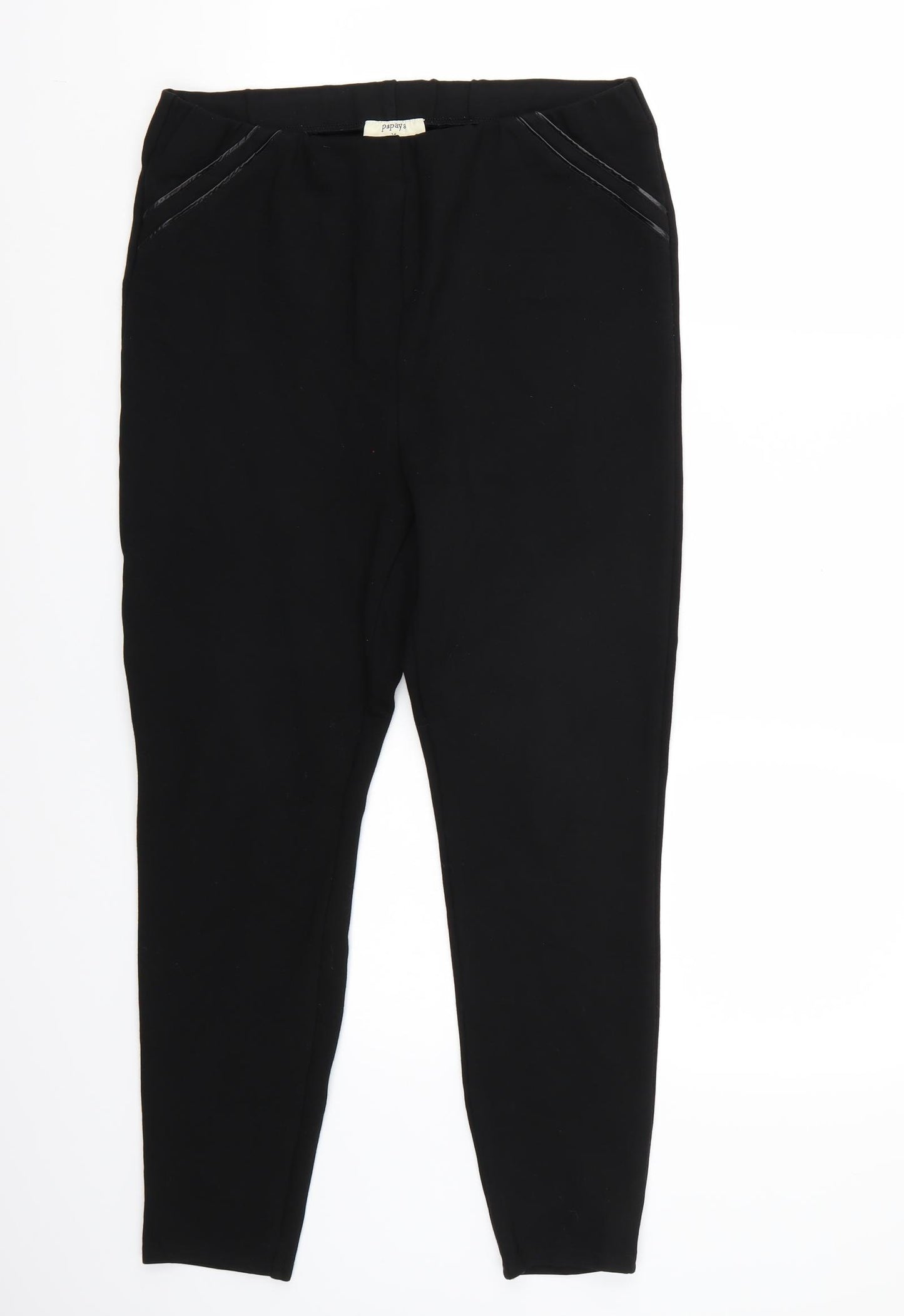 Papaya Womens Black   Cropped Trousers Size 16 L26 in