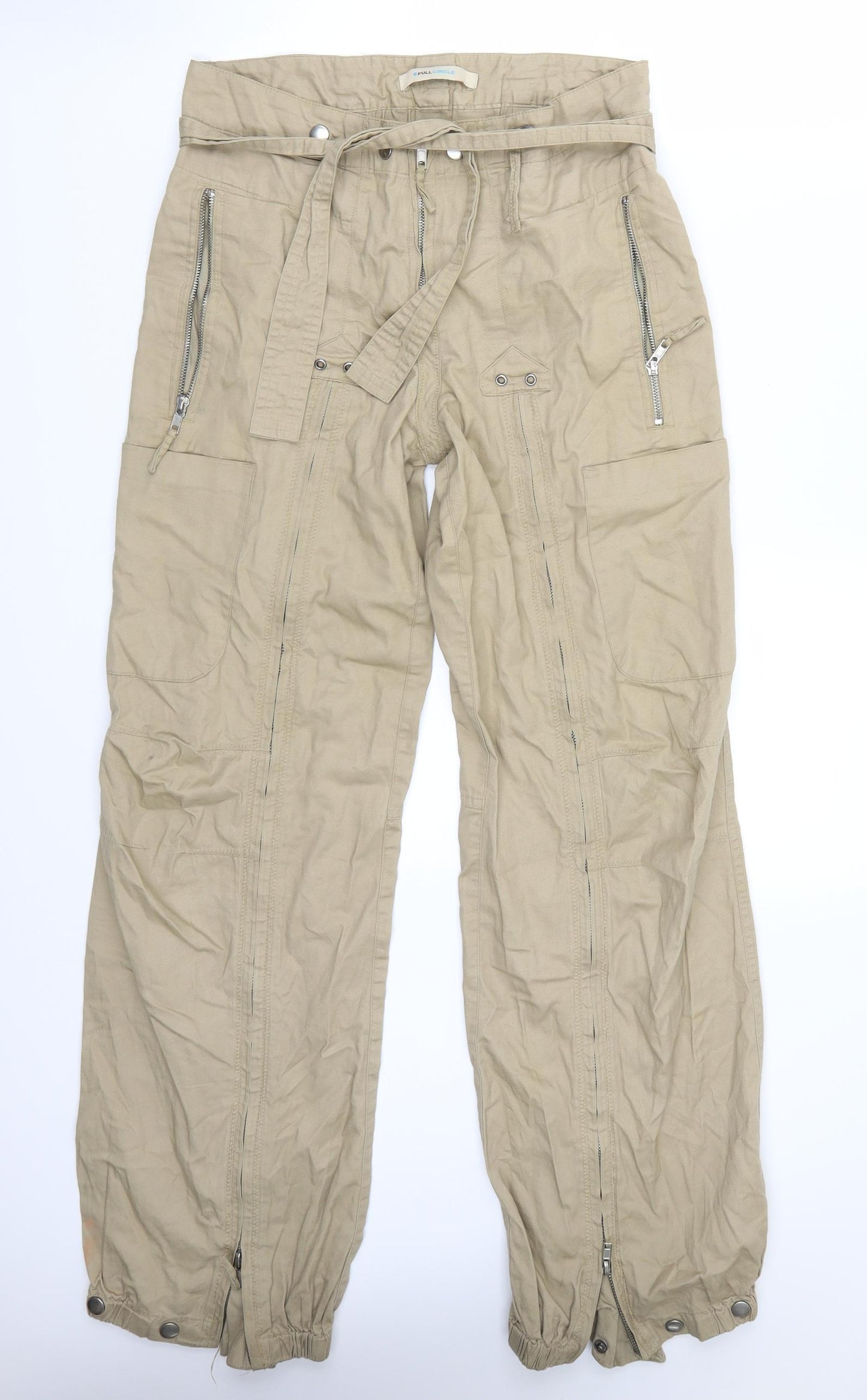 Full Circle Womens Beige   Cargo Trousers Size 8 L30 in
