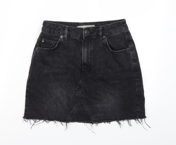 Topshop Womens Black A-Line Skirt Size 6