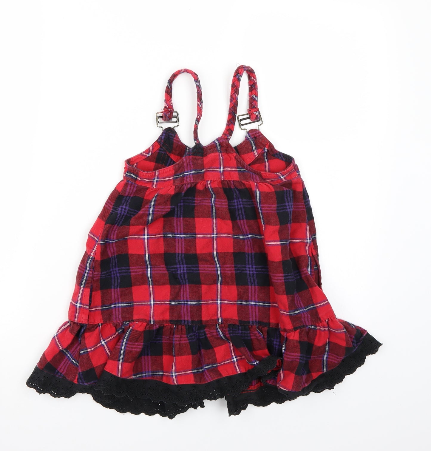 George Girls Red Check  Dungaree One-Piece Size 7 Years