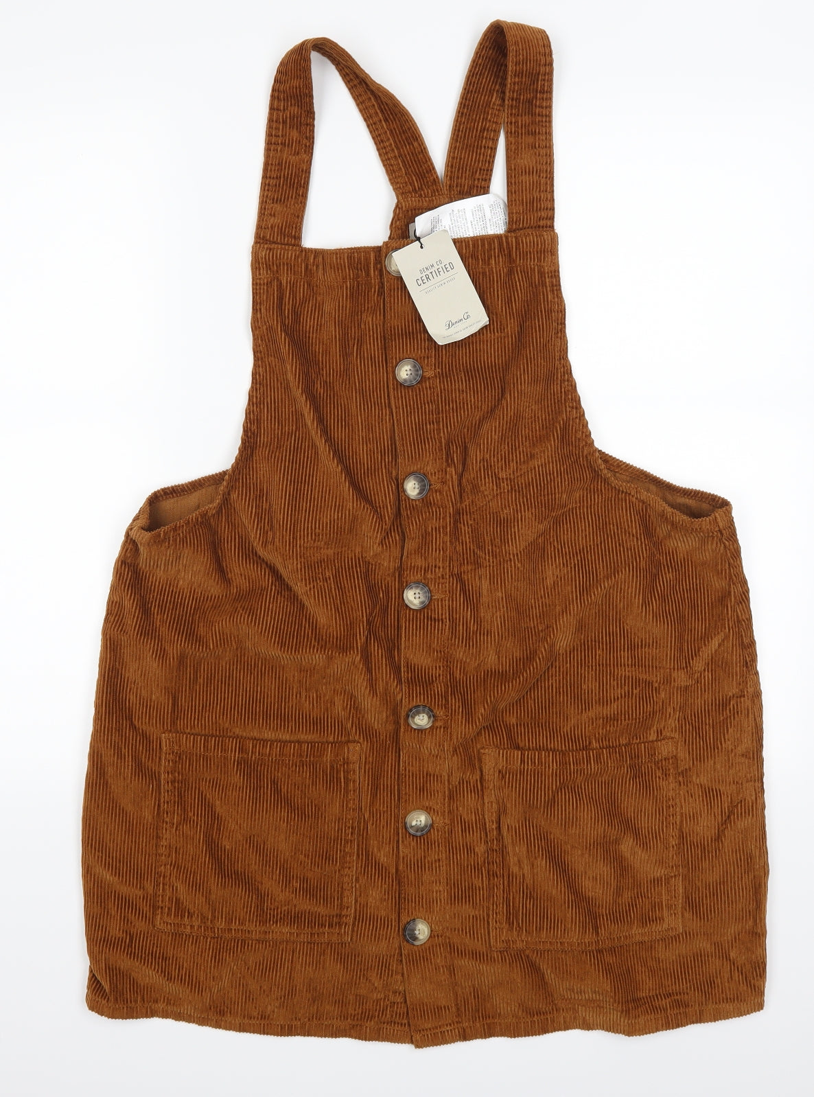 Denim Co Womens Brown  Corduroy Pinafore/Dungaree Dress  Size 18