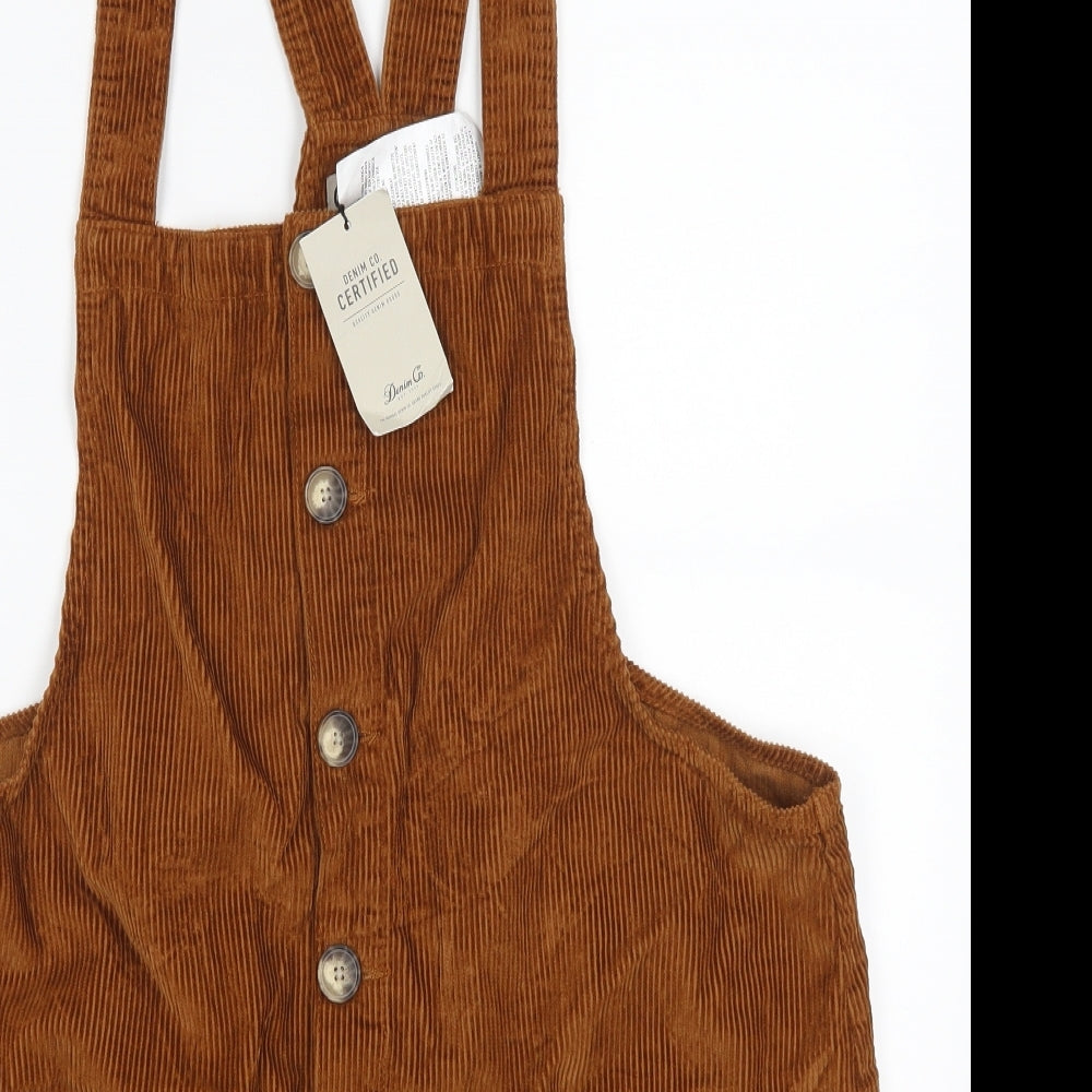 Denim Co Womens Brown  Corduroy Pinafore/Dungaree Dress  Size 18