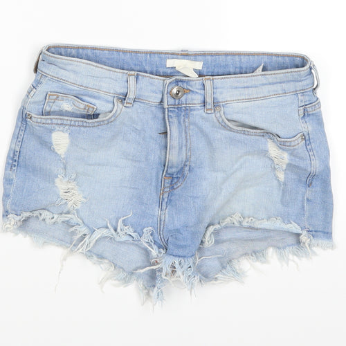 H&M Womens Blue  Denim Cut-Off Shorts Size 6
