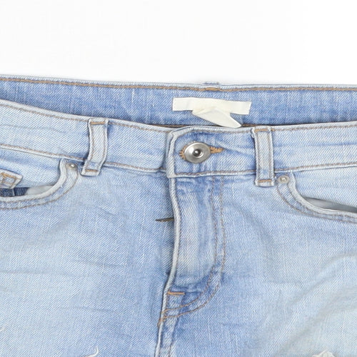 H&M Womens Blue  Denim Cut-Off Shorts Size 6