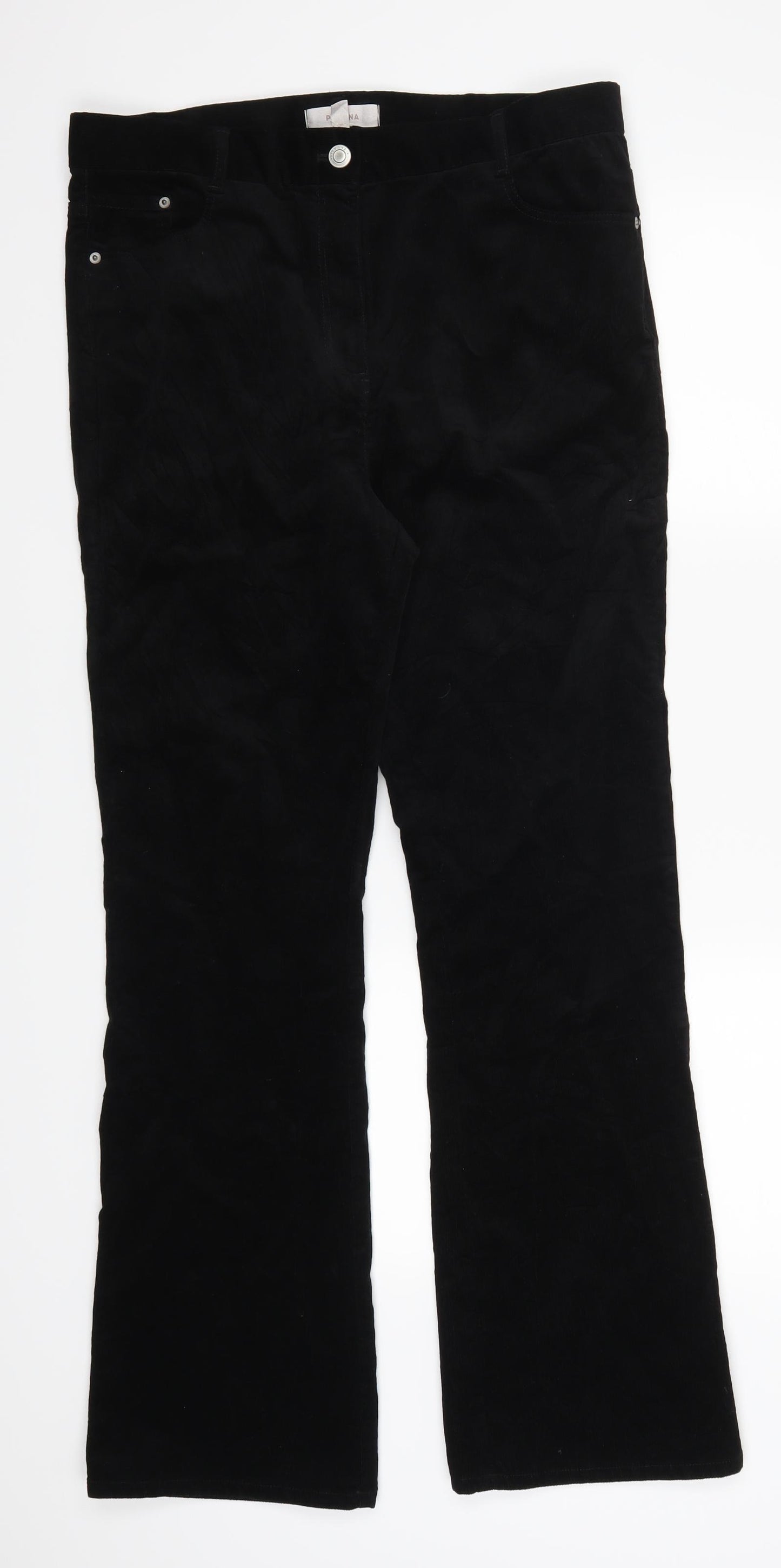 Marks and Spencer Womens Black  Corduroy Trousers  Size 14 L29 in
