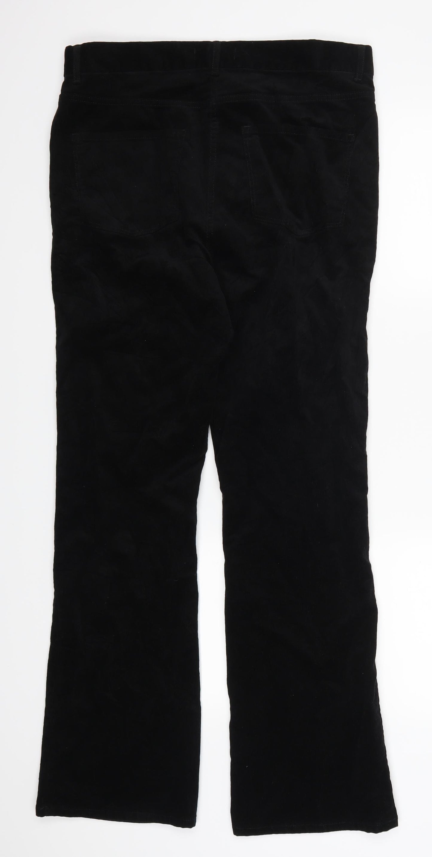 Marks and Spencer Womens Black  Corduroy Trousers  Size 14 L29 in