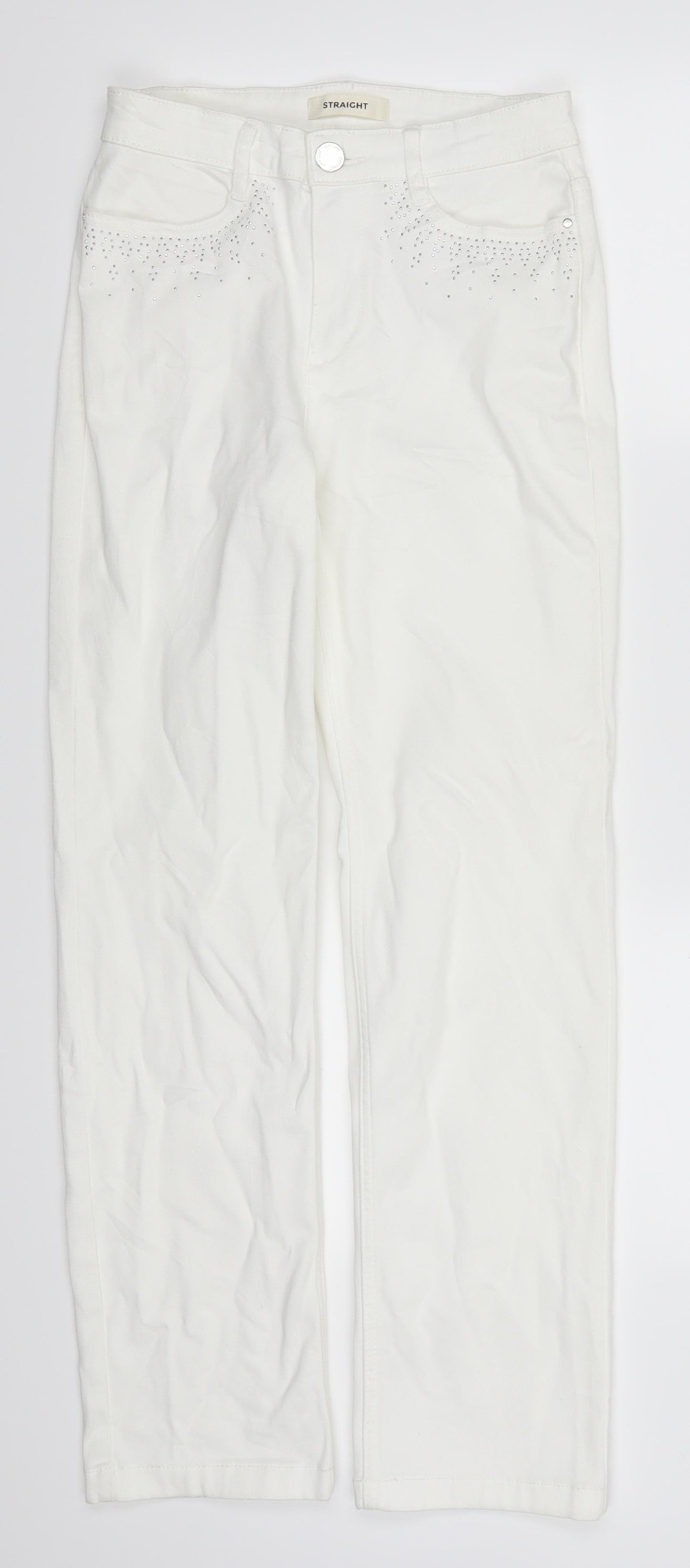 Marks and Spencer Womens White  Denim Straight Jeans Size 8 L28 in